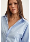 Taş Detaylı Gömlek Mavi