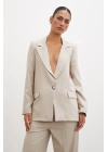 Tek Düğmeli Blazer Ceket Bej