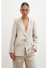 Tek Düğmeli Blazer Ceket Bej