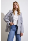 Tek Düğmeli Blazer Ceket Gri