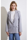 Tek Düğmeli Blazer Ceket Gri