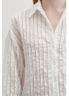 Transparan Çizgili Gömlek Beyaz