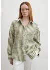 Transparan Çizgili Gömlek Haki