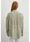 Transparan Çizgili Gömlek Haki