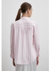 V Yaka Çizgili Modal Gömlek Pembe