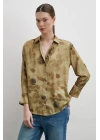 V Yaka Desenli Gömlek Haki