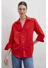 V Yaka Enigma Gömlek Kırmızı