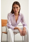 V Yaka Robalı Gömlek Lila