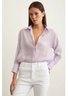 V Yaka Robalı Gömlek Lila