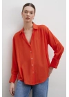 V Yaka Viskon Gömlek Oranj