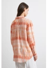 V Yaka Viskon Maroken Gömlek Oranj