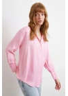 Viskon Saten Gömlek Pembe