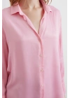 Viskon Saten Gömlek Pembe