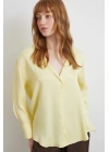 Viskon Saten Gömlek Sarı