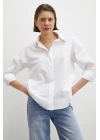 Yaka İncili Poplin Gömlek Beyaz