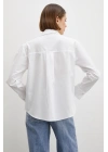 Yaka İncili Poplin Gömlek Beyaz
