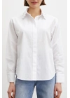Yaka İncili Poplin Gömlek Beyaz