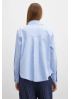 Yaka İncili Poplin Gömlek Mavi