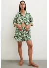 Yaprak Desenli Şortlu Takım Yeşil