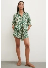Yaprak Desenli Şortlu Takım Yeşil