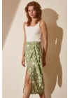 Yırtmaçlı Desen Etek Yeşil