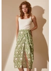 Yırtmaçlı Desen Etek Yeşil