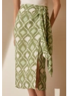 Yırtmaçlı Desen Etek Yeşil