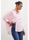Yırtmaçlı Fakir Kol Gömlek Pembe