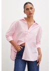 Yırtmaçlı Fakir Kol Gömlek Pembe
