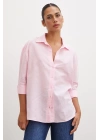Yırtmaçlı Fakir Kol Gömlek Pembe