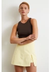 Yırtmaçlı Şort Etek Sarı