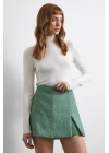 Yırtmaçlı Şort Etek Yeşil