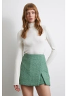 Yırtmaçlı Şort Etek Yeşil