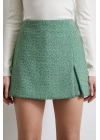 Yırtmaçlı Şort Etek Yeşil