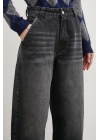 Yüksek Bel Baggy Jean Siyah