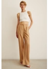 Yüksek Bel Geniş Paça Pantolon Camel