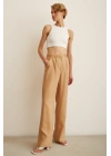 Yüksek Bel Geniş Paça Pantolon Camel