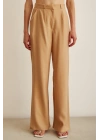 Yüksek Bel Geniş Paça Pantolon Camel