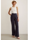 Yüksek Bel Geniş Paça Pantolon Lacivert