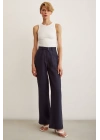 Yüksek Bel Geniş Paça Pantolon Lacivert