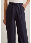 Yüksek Bel Geniş Paça Pantolon Lacivert