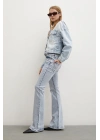 Yüksek Bel İspanyol Paça Jean Buz Mavisi