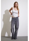 Yüksek Bel Kesik Paça Wide Leg Jean Antirasit