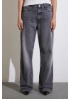 Yüksek Bel Kesik Paça Wide Leg Jean Antirasit