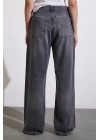 Yüksek Bel Kesik Paça Wide Leg Jean Antirasit