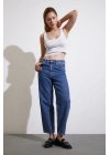 Yüksek Bel Mom Jean Mavi