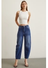 Yüksek Bel Mom Jean Mavi