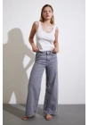 Yüksek Bel Wide Leg Jean Füme