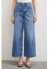 Yüksel Bel Geniş Paça Salaş Jean Mavi