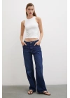 Yüksel Bel Wide Leg Jean Lacivert